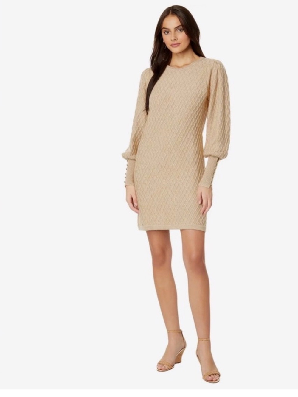Lilly Pulitzer Jaquetta Cable Knit Long-Sleeve Puff Dress